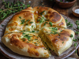 Хачапури на сковороде с сыром и зеленью