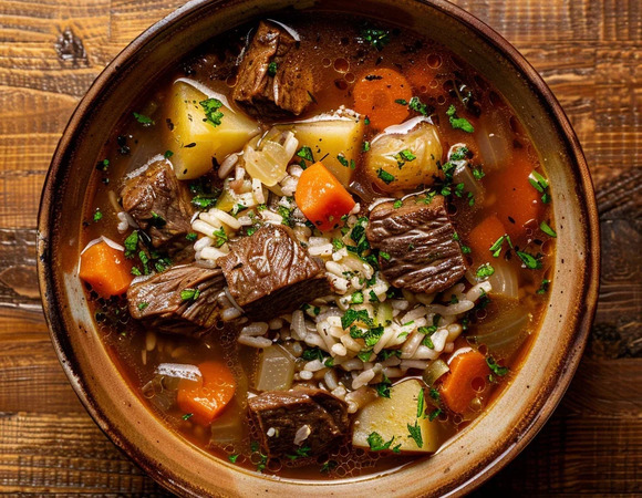 Суп из говядины с рисом