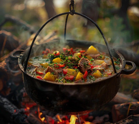 Шурпа в казане на костре