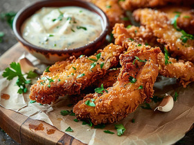 Куриные стрипсы с йогуртовым соусом