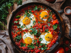 Шакшука с томатами и перцем