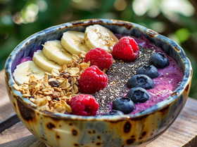 Смузи-болл с ягодами, бананом и семенами чиа