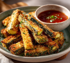 Хрустящие палочки из кабачка в панировке