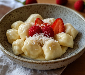 Ленивые вареники с кокосовой стружкой