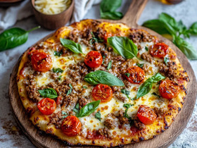 Белковая пицца из куриного фарша