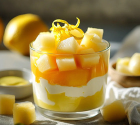 Слоеный десерт с дыней и лимоном