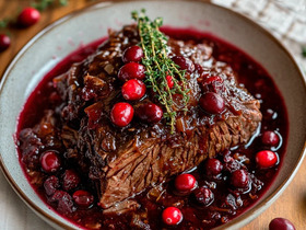 Говядина томленая в клюквенном соусе