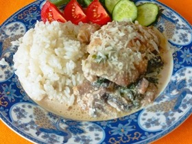 Курица с грибами и шпинатом Курица с грибами и шпинатом