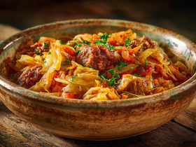 Тушёная капуста с мясом